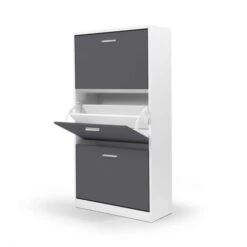 Scarpiera Bianca Con 3 Ante Grigie -Vendite HOMCOM || VIDAXL || Songmics 71918963 2