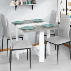 Consolle Pieghevole EDI Per 2-4 Persone, Bianca, Con Piano Effetto Cemento 11 Consolle Pieghevole EDI Per 2-4 Persone, Bianca, Con Piano Effetto Cemento -Vendite HOMCOM || VIDAXL || Songmics 71918966 5