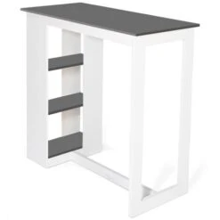 Tavolo Bar BARTH Da 2 A 4 Persone Con Piano In Legno Bianco Traforato E Grigio -Vendite HOMCOM || VIDAXL || Songmics 71918971 3