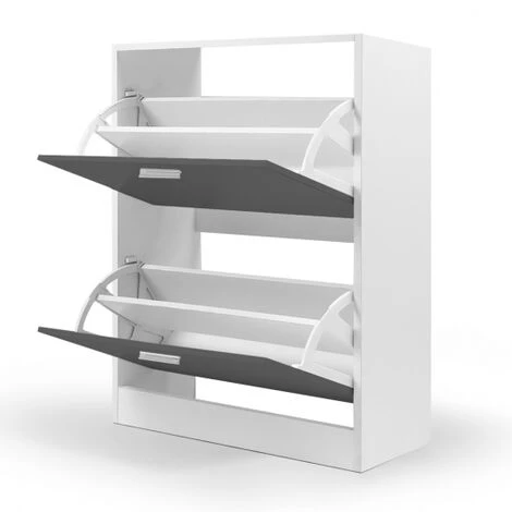 Scarpiera Bianca A 2 Ante Grigia 4 Scarpiera Bianca A 2 Ante Grigia - immagine 2