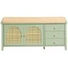 Scarpiera Con Sedile E Ante A Traliccio Panca Con Vano Portaoggetti Scarpiera Cassettiera Verde 100x34x46cm FSR129-GR SoBuy