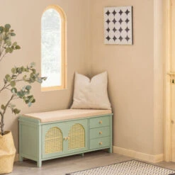 Scarpiera Con Sedile E Ante A Traliccio Panca Con Vano Portaoggetti Scarpiera Cassettiera Verde 100x34x46cm FSR129-GR SoBuy -Vendite HOMCOM || VIDAXL || Songmics 72234924 5