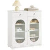 Credenza Con Ante In Vetro, Mobile Da Cucina, Scarpiera Da Ingresso, Buffet Bianco 80x35x90cm FSB68-W SoBuy -Vendite HOMCOM || VIDAXL || Songmics 73212471 1