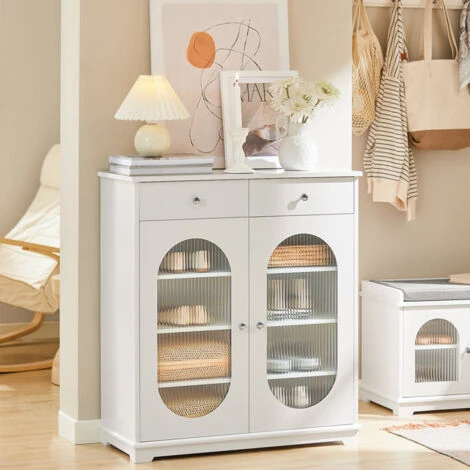 Credenza Con Ante In Vetro, Mobile Da Cucina, Scarpiera Da Ingresso, Buffet Bianco 80x35x90cm FSB68-W SoBuy 7 Credenza Con Ante In Vetro, Mobile Da Cucina, Scarpiera Da Ingresso, Buffet Bianco 80x35x90cm FSB68-W SoBuy - immagine 5