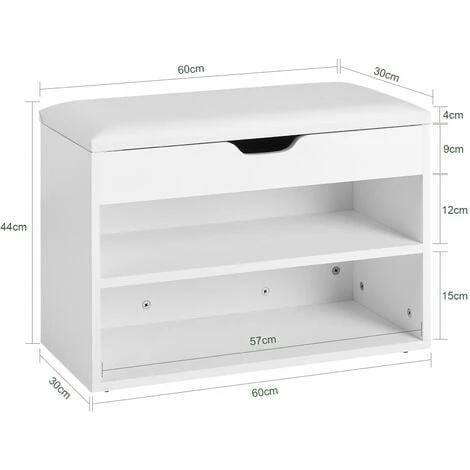 SoBuy Scarpiera Da Ingresso, Cassapanca,Portascarpe Con Cuscino,bianco, FSR25-W,IT 4 SoBuy Scarpiera Da Ingresso, Cassapanca,Portascarpe Con Cuscino,bianco, FSR25-W,IT - immagine 2