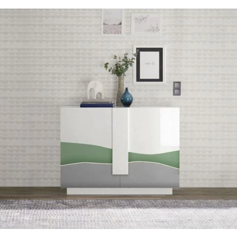 Madia 2 Ante Linea Sax In Finitura Bianco Lucido Con Serigrafia 3 Madia 2 Ante Linea Sax In Finitura Bianco Lucido Con Serigrafia