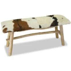 Panca In Vera Pelle E Teak VidaXL