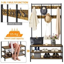 Yaheetech Stand Appendiabiti Attaccappani Con Panca Scarpiera Da Ingresso Mobile Autoportante Portabiti Da Entrata Marrone Rustico 10 Yaheetech Stand Appendiabiti Attaccappani Con Panca Scarpiera Da Ingresso Mobile Autoportante Portabiti Da Entrata Marrone Rustico -Vendite HOMCOM || VIDAXL || Songmics 74827738 4