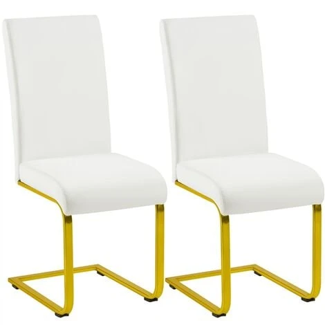 Yaheetech Set 2 Sedie Da Pranzo Moderne Cucina Ufficio In Ecopelle E Acciaio Cromato Bianco&oro 3 Yaheetech Set 2 Sedie Da Pranzo Moderne Cucina Ufficio In Ecopelle E Acciaio Cromato Bianco&oro