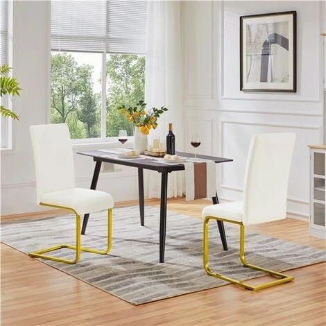 Yaheetech Set 2 Sedie Da Pranzo Moderne Cucina Ufficio In Ecopelle E Acciaio Cromato Bianco&oro 4 Yaheetech Set 2 Sedie Da Pranzo Moderne Cucina Ufficio In Ecopelle E Acciaio Cromato Bianco&oro - immagine 2