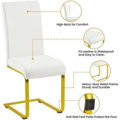 Yaheetech Set 2 Sedie Da Pranzo Moderne Cucina Ufficio In Ecopelle E Acciaio Cromato Bianco&oro 10 Yaheetech Set 2 Sedie Da Pranzo Moderne Cucina Ufficio In Ecopelle E Acciaio Cromato Bianco&oro -Vendite HOMCOM || VIDAXL || Songmics 75411663 4
