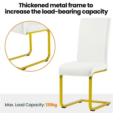Yaheetech Set 2 Sedie Da Pranzo Moderne Cucina Ufficio In Ecopelle E Acciaio Cromato Bianco&oro 7 Yaheetech Set 2 Sedie Da Pranzo Moderne Cucina Ufficio In Ecopelle E Acciaio Cromato Bianco&oro - immagine 5