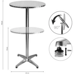 Tavolino Bar Bistrot Alto Pieghevole Alluminio Rotondo 60x110cm Tavolo Esterno -Vendite HOMCOM || VIDAXL || Songmics 7609740 4