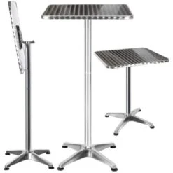 Tavolino Bar Bistrot Alto Pieghevole Alluminio Quadrato 60x60x110cm Tavolo Pub