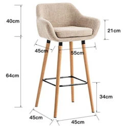 Sgabelli Bar X 2,Sedia Da Bar ,Sedie Da Cucina,Sgabello Lounge Con Schienale E Braccioli,Grant High Bar Chair,Beige -Vendite HOMCOM || VIDAXL || Songmics 76375079 4