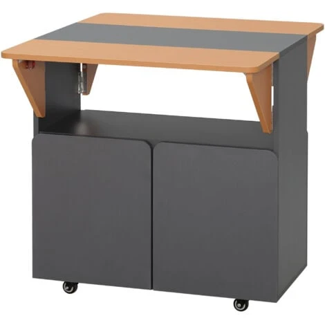 HOMCOM Tavolo Pieghevole Salvaspazio Per 4 Persone Max Con 4 Ruote, Ripiano Nascosto E Armadietto Con Ante, 70x83x75 Cm 3 HOMCOM Tavolo Pieghevole Salvaspazio Per 4 Persone Max Con 4 Ruote, Ripiano Nascosto E Armadietto Con Ante, 70x83x75 Cm