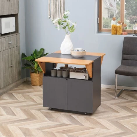 HOMCOM Tavolo Pieghevole Salvaspazio Per 4 Persone Max Con 4 Ruote, Ripiano Nascosto E Armadietto Con Ante, 70x83x75 Cm 4 HOMCOM Tavolo Pieghevole Salvaspazio Per 4 Persone Max Con 4 Ruote, Ripiano Nascosto E Armadietto Con Ante, 70x83x75 Cm - immagine 2