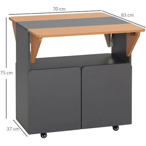 HOMCOM Tavolo Pieghevole Salvaspazio Per 4 Persone Max Con 4 Ruote, Ripiano Nascosto E Armadietto Con Ante, 70x83x75 Cm 5 HOMCOM Tavolo Pieghevole Salvaspazio Per 4 Persone Max Con 4 Ruote, Ripiano Nascosto E Armadietto Con Ante, 70x83x75 Cm - immagine 3