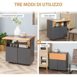HOMCOM Tavolo Pieghevole Salvaspazio Per 4 Persone Max Con 4 Ruote, Ripiano Nascosto E Armadietto Con Ante, 70x83x75 Cm 10 HOMCOM Tavolo Pieghevole Salvaspazio Per 4 Persone Max Con 4 Ruote, Ripiano Nascosto E Armadietto Con Ante, 70x83x75 Cm -Vendite HOMCOM || VIDAXL || Songmics 76985379 4