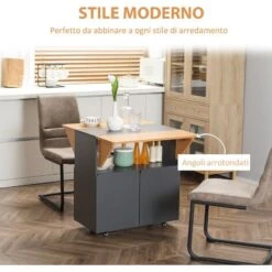 HOMCOM Tavolo Pieghevole Salvaspazio Per 4 Persone Max Con 4 Ruote, Ripiano Nascosto E Armadietto Con Ante, 70x83x75 Cm 11 HOMCOM Tavolo Pieghevole Salvaspazio Per 4 Persone Max Con 4 Ruote, Ripiano Nascosto E Armadietto Con Ante, 70x83x75 Cm -Vendite HOMCOM || VIDAXL || Songmics 76985379 5