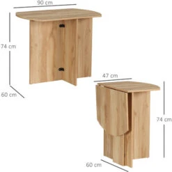 HOMCOM Tavolo Da Pranzo Pieghevole Salvaspazio In Legno, 90x60x74cm, Quercia -Vendite HOMCOM || VIDAXL || Songmics 76993436 3