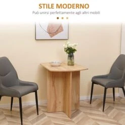 HOMCOM Tavolo Da Pranzo Pieghevole Salvaspazio In Legno, 90x60x74cm, Quercia -Vendite HOMCOM || VIDAXL || Songmics 76993436 4