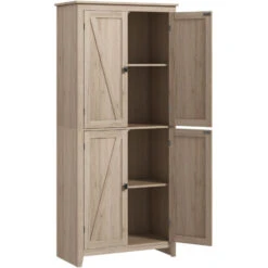 HOMCOM Mobile Cucina A 4 Ante Con Mensole Regolabili E Base Rialzata In Legno 80x40x182cm