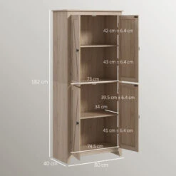 HOMCOM Mobile Cucina A 4 Ante Con Mensole Regolabili E Base Rialzata In Legno 80x40x182cm -Vendite HOMCOM || VIDAXL || Songmics 77066514 3