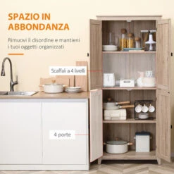 HOMCOM Mobile Cucina A 4 Ante Con Mensole Regolabili E Base Rialzata In Legno 80x40x182cm -Vendite HOMCOM || VIDAXL || Songmics 77066514 4