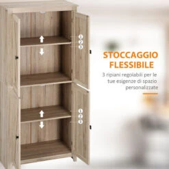 HOMCOM Mobile Cucina A 4 Ante Con Mensole Regolabili E Base Rialzata In Legno 80x40x182cm -Vendite HOMCOM || VIDAXL || Songmics 77066514 5