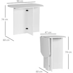 HOMCOM Tavolo Da Pranzo Pieghevole Salvaspazio In Legno, 90x60x74cm, Bianco -Vendite HOMCOM || VIDAXL || Songmics 77066545 3