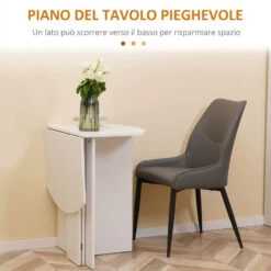 HOMCOM Tavolo Da Pranzo Pieghevole Salvaspazio In Legno, 90x60x74cm, Bianco -Vendite HOMCOM || VIDAXL || Songmics 77066545 5