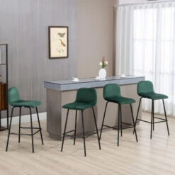 HOMCOM Set 4 Sgabelli Alti Con Poggiapiedi Per Cucina E Bar, In Poliestere Vellutato, Acciaio E Gommapiuma, 40x45.5x94 Cm -Vendite HOMCOM || VIDAXL || Songmics 77066845 2