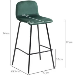 HOMCOM Set 4 Sgabelli Alti Con Poggiapiedi Per Cucina E Bar, In Poliestere Vellutato, Acciaio E Gommapiuma, 40x45.5x94 Cm -Vendite HOMCOM || VIDAXL || Songmics 77066845 3
