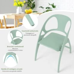 COSTWAY Sedie Sala Da Pranzo In Polipropilene 2 Pezzi, Sedia Pieghevole Sedie Cucina Moderne Casa Bar Giardino, Braccioli E Schienale, Capacità Di Carico 150 Kg (Verde) 9 COSTWAY Sedie Sala Da Pranzo In Polipropilene 2 Pezzi, Sedia Pieghevole Sedie Cucina Moderne Casa Bar Giardino, Braccioli E Schienale, Capacità Di Carico 150 Kg (Verde) -Vendite HOMCOM || VIDAXL || Songmics 77545113 3