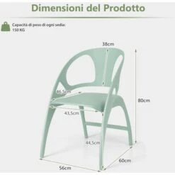 COSTWAY Sedie Sala Da Pranzo In Polipropilene 2 Pezzi, Sedia Pieghevole Sedie Cucina Moderne Casa Bar Giardino, Braccioli E Schienale, Capacità Di Carico 150 Kg (Verde) 10 COSTWAY Sedie Sala Da Pranzo In Polipropilene 2 Pezzi, Sedia Pieghevole Sedie Cucina Moderne Casa Bar Giardino, Braccioli E Schienale, Capacità Di Carico 150 Kg (Verde) -Vendite HOMCOM || VIDAXL || Songmics 77545113 4
