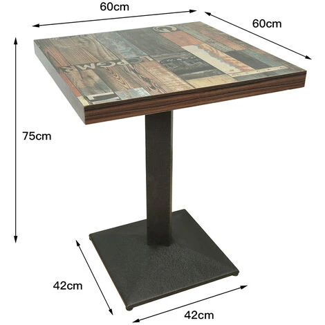 Tavolo Quadrato Con Gamba Centrale Per Bar Bistrot, Stile Di Pavimento Floreale Vintage 60 X 60 X 75cm 4 Tavolo Quadrato Con Gamba Centrale Per Bar Bistrot, Stile Di Pavimento Floreale Vintage 60 X 60 X 75cm - immagine 2