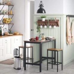 VASAGLE Set Di 2 Sgabelli Da Bar, Sedie Da Pranzo Alte, Per Cucina, Sala Da Pranzo, Soggiorno, Stile Industriale, Marrone Vintage E Nero LBC65X -Vendite HOMCOM || VIDAXL || Songmics 78990046 4