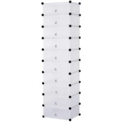 Vendite HOMCOM || VIDAXL || Songmics 39 4331173cm 10 Strati Di Cartone Di Plastica PP Armadio Di Plastica Per La Memorizzazione Di Scarpe, Vestiti O Giocattoli Trasparente Smerigliato
