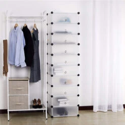 4331173cm 10 Strati Di Cartone Di Plastica PP Armadio Di Plastica Per La Memorizzazione Di Scarpe, Vestiti O Giocattoli Trasparente Smerigliato -Vendite HOMCOM || VIDAXL || Songmics 79323700 5