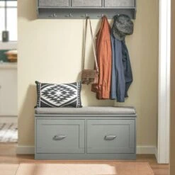 SoBuy Scarpiera Con Seduta Panca Con Vano Portaoggetti Panca Per Ingresso Scarpiera Cassettiera 98x37x49cm FSR131-HG -Vendite HOMCOM || VIDAXL || Songmics 79368435 5