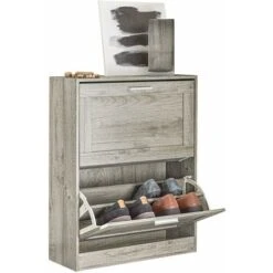 Scarpiera Ribaltabile Scarpiera A 2 Ribalte Portascarpe Salvaspazio Slim, 60x23x79cm Grigio FSR137-HG SoBuy