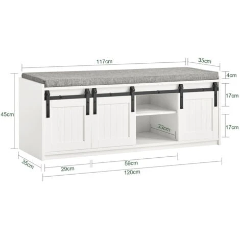 Scarpiera Con Seduta Panca Con Vano Contenitore Scarpiera Con Ante Scorrevoli 120x35x45cm FSR133-W SoBuy 4 Scarpiera Con Seduta Panca Con Vano Contenitore Scarpiera Con Ante Scorrevoli 120x35x45cm FSR133-W SoBuy - immagine 2