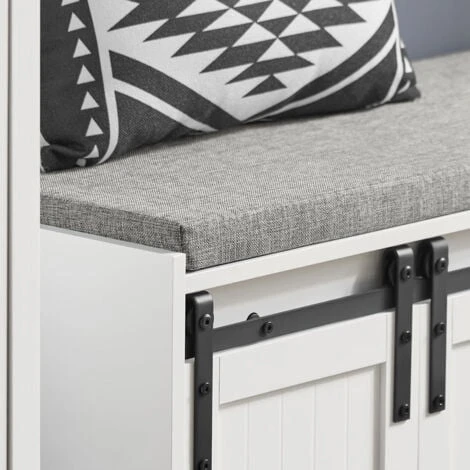 Scarpiera Con Seduta Panca Con Vano Contenitore Scarpiera Con Ante Scorrevoli 120x35x45cm FSR133-W SoBuy 5 Scarpiera Con Seduta Panca Con Vano Contenitore Scarpiera Con Ante Scorrevoli 120x35x45cm FSR133-W SoBuy - immagine 3