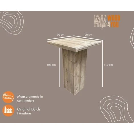 Wood4you - Gamba Della Colonna Del Tavolo Da Bar Impalcatura In Legno 90x90cm 4 Wood4you - Gamba Della Colonna Del Tavolo Da Bar Impalcatura In Legno 90x90cm - immagine 2