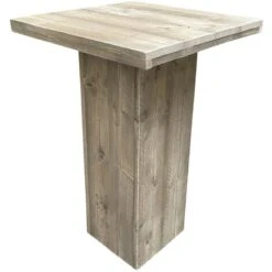 Wood4you - Tavolo Bar - Impalcatura In Legno Con Gamba A Colonna 108x108 Cm