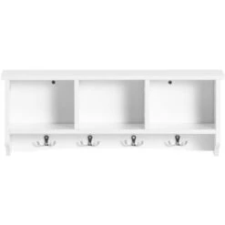 SoBuy Portachiavi Da Parete Appendichiavi Appendiabiti Mensola Da Bagno L60cm Bianco FRG48-W
