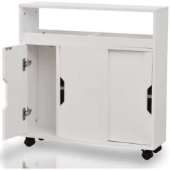 Mobiletto Armadio Portaoggetti Carrello Stretto Salvaspazio Multiuso Bianco