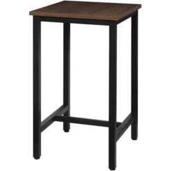 WOLTU Tavolo Da Bar Quadrato Alto Tavolino Bancone Per Cucina In Metallo E Legno Faggio Scuro+nero