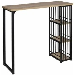 WOLTU Tavolo Bar Bancone Da Bar 3 Mensole Tavolo Da Pranzo Caffè Bistrò Cucina Colore Di Quercia